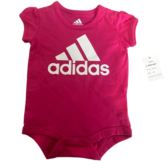 Adidas Girl’s Onsie Set of 2- Fuchsia and White. Size: 6M. NWT. Good Condition. - Picture 2 of 7